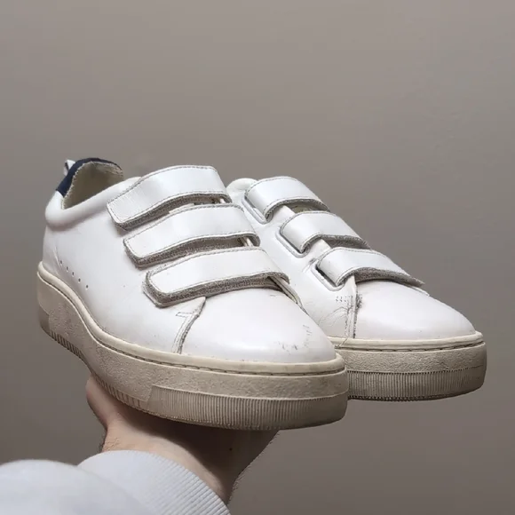 Sandro White Leather Velcro Sneakers - Picture 1 of 10